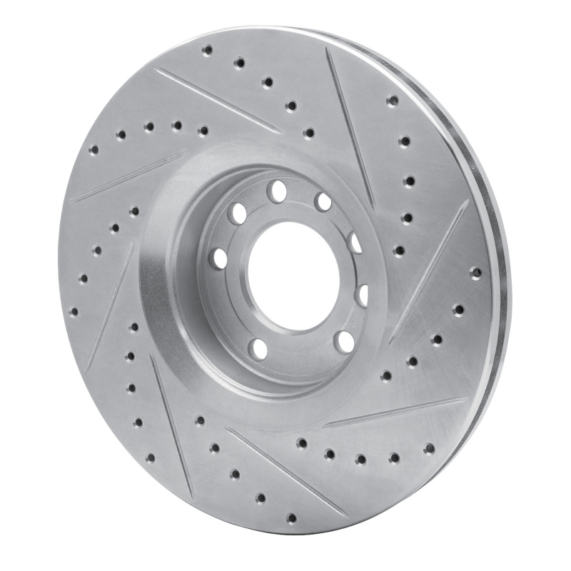 Cadillac BLS Brake Rotor (1) - Front Left - R1 Concepts - Drilled & Slotted - Silver - `03-`11